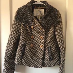Tabitha Adorable Blue Tweed Pea Coat
